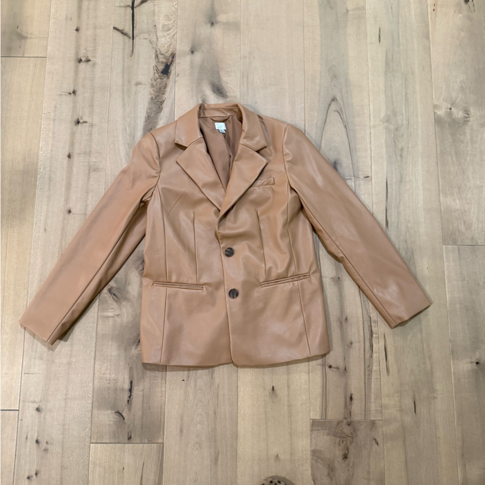 Faux leather blazer jacket
